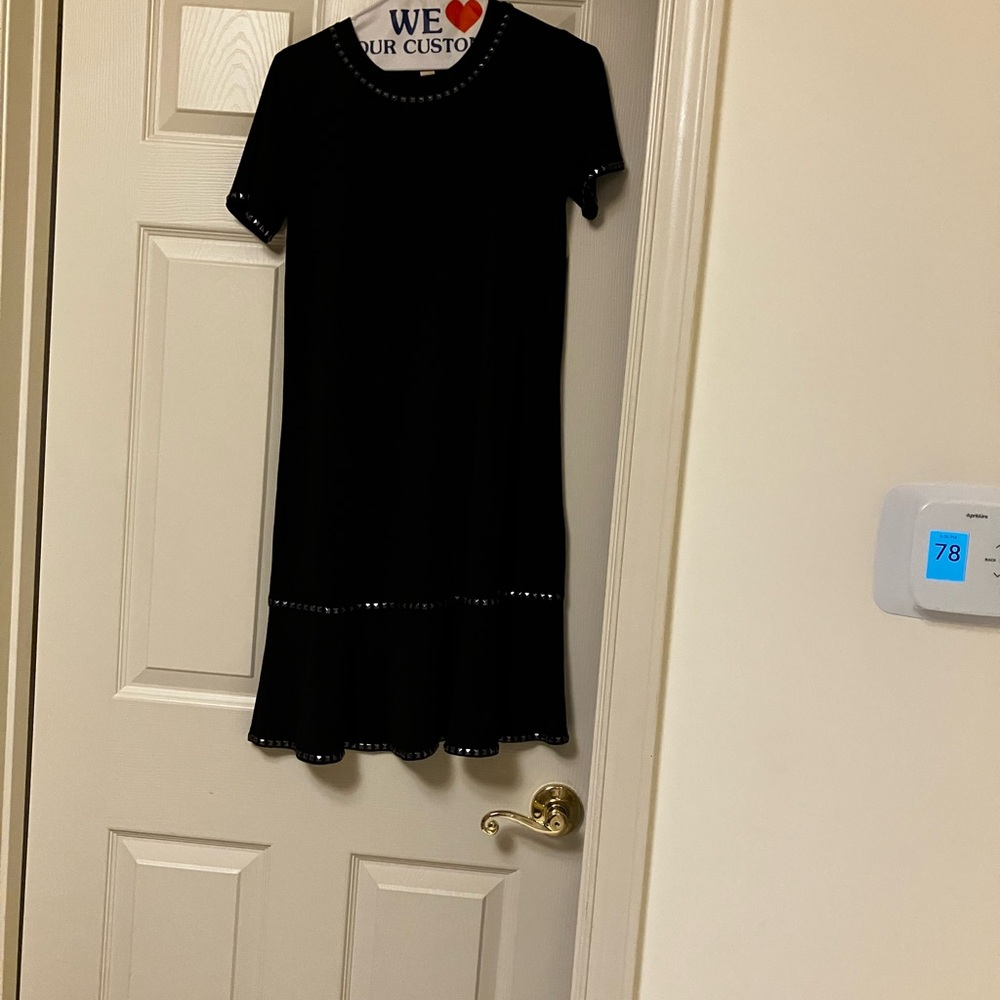 Michael Kors Black Flounce at Hem Sheath Dress Cocktail